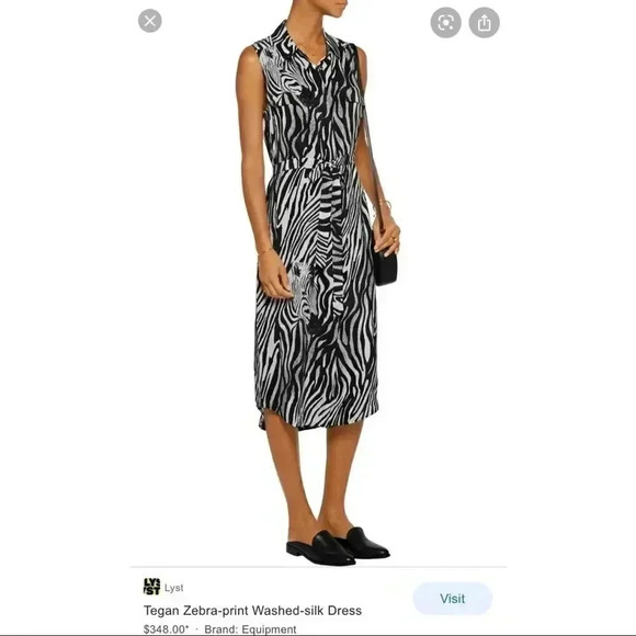 Equipment Black Tegan Zebra Print Silk Dress - Picture 1 of 4